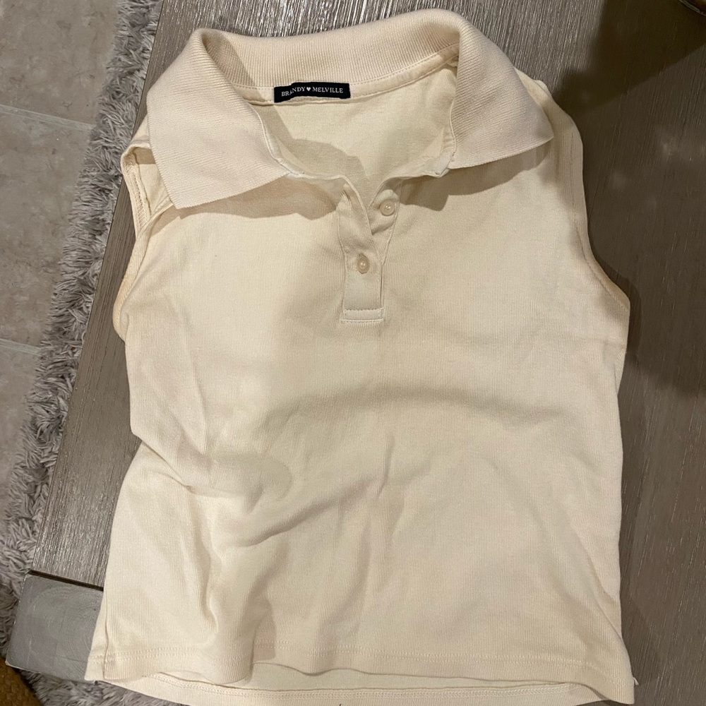 Brandy Melville button up neck crop top